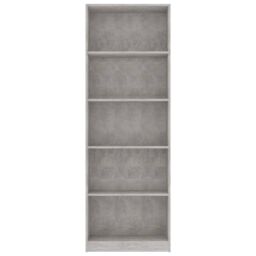 Berkfield Home 5-Tier Book Cabinet Concrete Grey 60x24x175 cm Engineered Wood - Size: 60 x 24 x 175 cm - thumbnail 4