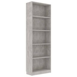 Berkfield Home 5-Tier Book Cabinet Concrete Grey 60x24x175 cm Engineered Wood - Size: 60 x 24 x 175 cm - thumbnail 2
