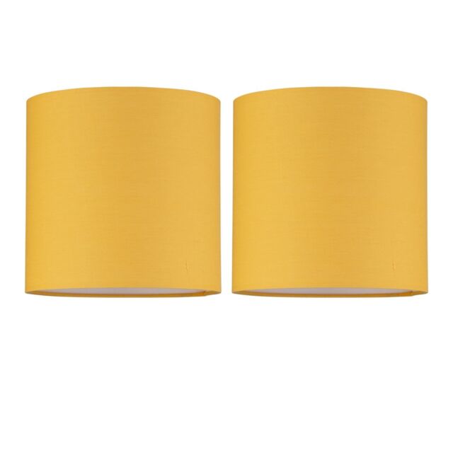 First Choice Lighting Set of 2 Ochre Yellow Textured Cotton 17cm Table Lamp Shades