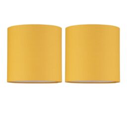 First Choice Lighting Set of 2 Ochre Yellow Textured Cotton 17cm Table Lamp Shades - thumbnail 1