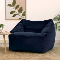 icon Natalia Velvet Adults Bean Bag Armchair, Large Beanbag Dusk Pink in Dark Blue