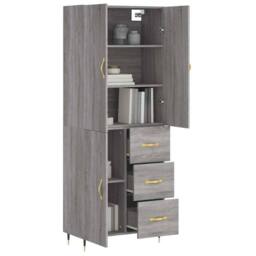 Berkfield Home Highboard Grey Sonoma 69.5x34x180 cm Engineered Wood - thumbnail 3