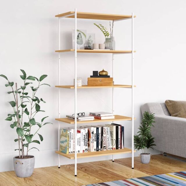 Berkfield Home 5-Tier Shelving Unit White & Oak 80x40x163 cm - Size: 80 x 40 x 163 cm - image 1