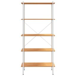 Berkfield Home 5-Tier Shelving Unit White & Oak 80x40x163 cm - Size: 80 x 40 x 163 cm - thumbnail 3