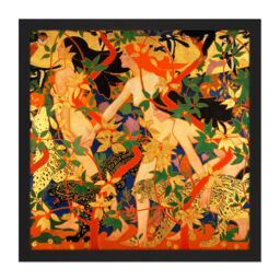 "Artery8 Wall Art Print Burns The Hunt Diana & Her Nymphs Goddess 1926 Painting Square Framed Picture 16X16 Inch in Black - Size: W16"" x H16""" - thumbnail 1