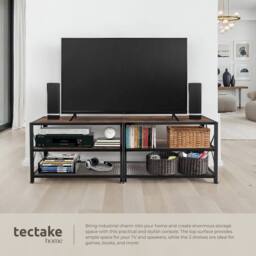 tectake Industrial Tv Stand - Lowboard Cabinet 3 Shelves Low Display Console in Brown - Size: 141 cm - thumbnail 4