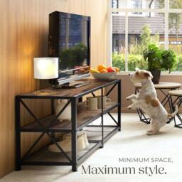 tectake Industrial Tv Stand - Lowboard Cabinet 3 Shelves Low Display Console in Brown - Size: 141 cm - thumbnail 8