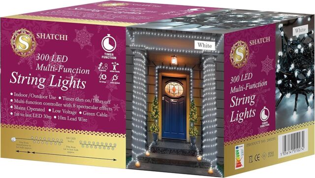 Shatchi 300LEDs Multifunction Timer String Fairy Lights 30M Indoor/Outdoor Decorations in White - image 1