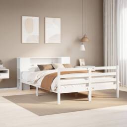 Berkfield Home Decorative Bookcase Bed without Mattress White 140x200 cm Solid W - thumbnail 2