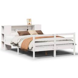 Berkfield Home Decorative Bookcase Bed without Mattress White 140x200 cm Solid W - thumbnail 3