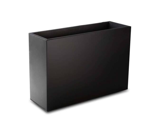 Primrose Tall Zinc Galvanised Trough Planter with Plastic Insert 80cm in Black - image 1