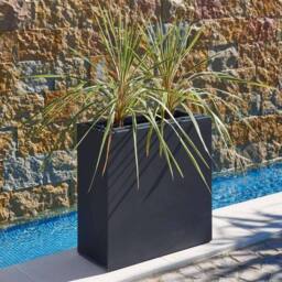 Primrose Tall Zinc Galvanised Trough Planter with Plastic Insert 80cm in Black - thumbnail 2