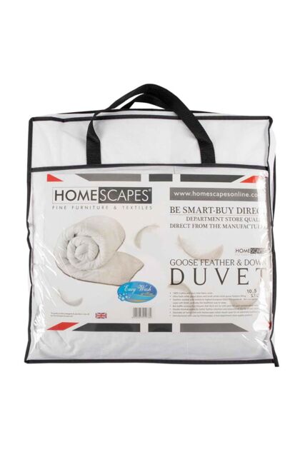 Homescapes Kids 10.5 Tog Goose Feather & Down Duvet in White - Size: Cot Bed - image 1