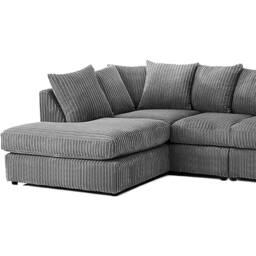 Furniture 786 Palmas Jumbo Cord Fabric 5 seater Right Hand Facing Corner Sofa in Grey - thumbnail 4