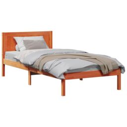 Berkfield Home Wax Brown Bed Frame Wax brown Solid Pine wood 90 x 190 cm Durable - thumbnail 3