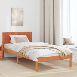 Berkfield Home Wax Brown Bed Frame Wax brown Solid Pine wood 90 x 190 cm Durable - thumbnail 1