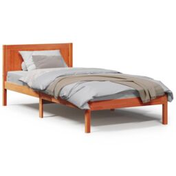 Berkfield Home Wax Brown Bed Frame Wax brown Solid Pine wood 90 x 190 cm Durable - thumbnail 4
