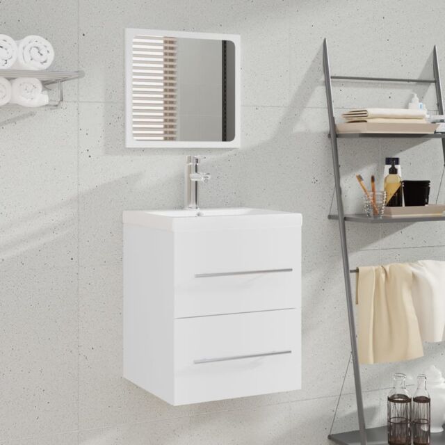 Berkfield Home Sink Cabinet with Built-in Basin White Engineered Wood - image 1