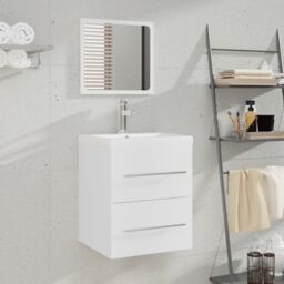 Berkfield Home Sink Cabinet with Built-in Basin White Engineered Wood - thumbnail 1