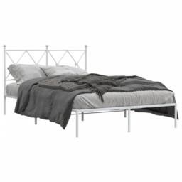 Berkfield Home Metal Bed Frame without Mattress with Headboard White 120x190cm - Size: 120x190 cm - thumbnail 3