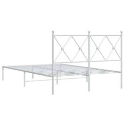 Berkfield Home Metal Bed Frame without Mattress with Headboard White 120x190cm - Size: 120x190 cm - thumbnail 6