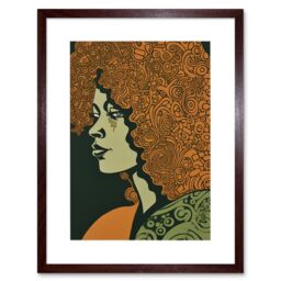 "Artery8 Wall Art Print Woman Portrait with Pattern Afro Hair Artwork Framed 9X7 Inch in Brown - Size: W7"" x H9""" - thumbnail 1