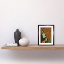 "Artery8 Wall Art Print Woman Portrait with Pattern Afro Hair Artwork Framed 9X7 Inch in Brown - Size: W7"" x H9""" - thumbnail 2