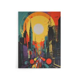 "Artery8 Wall Street New York Cityscape Sunrise Canvas Wall Art Print - Size: W18"" x H24""" - thumbnail 1