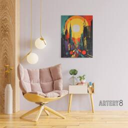 "Artery8 Wall Street New York Cityscape Sunrise Canvas Wall Art Print - Size: W18"" x H24""" - thumbnail 3