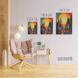 "Artery8 Wall Street New York Cityscape Sunrise Canvas Wall Art Print - Size: W18"" x H24""" - thumbnail 4