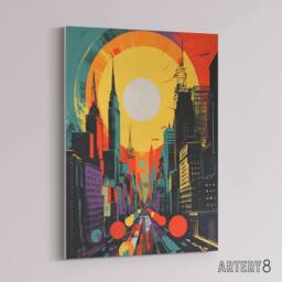 "Artery8 Wall Street New York Cityscape Sunrise Canvas Wall Art Print - Size: W18"" x H24""" - thumbnail 2