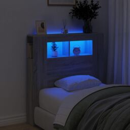 Berkfield Home LED Headboard Grey Sonoma 100x18.5x103.5 cm Engineered Wood - thumbnail 1