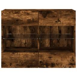 Berkfield Home TV Wall Cabinet with LED Lights Smoked Oak 78.5x30x60.5 cm in Brown - thumbnail 7