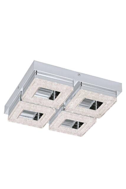 Eglo Fradelo Chrome & Clear Crystal Effect Metal Flush Ceiling Light in Metallic Silver - image 1