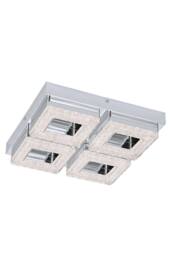 Eglo Fradelo Chrome & Clear Crystal Effect Metal Flush Ceiling Light in Metallic Silver - thumbnail 1
