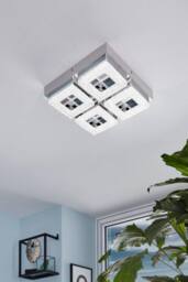 Eglo Fradelo Chrome & Clear Crystal Effect Metal Flush Ceiling Light in Metallic Silver - thumbnail 2