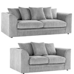 Bliss Furniture Jumbo Cord Scatter Back 3+2 Seater Sofa Set in Silver, Stylish in Silver - Size: 5 Pack - thumbnail 1