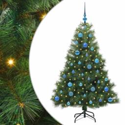 Berkfield Home Artificial Christmas Tree with 150 LEDs Green 150 cm PE & PVC - thumbnail 2