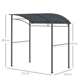 OUTSUNNY 2.2 x 1.5 m BBQ Gazebo Tent Sun Shade with Canopy in Dark Grey - thumbnail 3