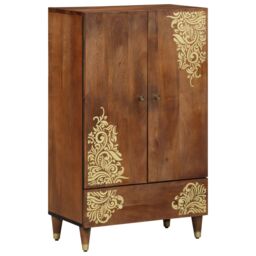 Berkfield Home Highboard 60x33x100 cm Solid Wood Mango in Brown - Size: 60 x 33 x 100 cm - thumbnail 1