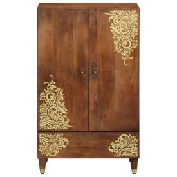 Berkfield Home Highboard 60x33x100 cm Solid Wood Mango in Brown - Size: 60 x 33 x 100 cm - thumbnail 3