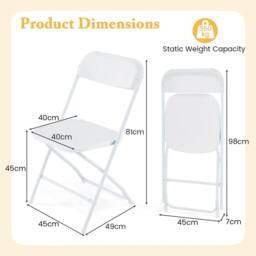 Gymax 4 Pack Metal Folding Chairs 4 PCS Portable Patio Chairs With Backrest in White - thumbnail 2