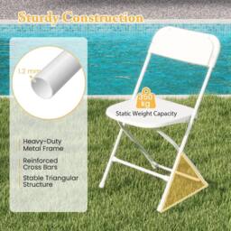 Gymax 4 Pack Metal Folding Chairs 4 PCS Portable Patio Chairs With Backrest in White - thumbnail 6