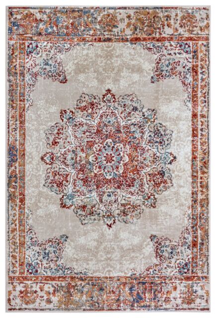 THE RUGS Orient Maderno Medallion Polypropylene Rug 0.8 cm Pile Durable in Cream - Size: 80 cm x 240 cm - image 1