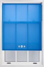 Furnished Blue Daylight Roller Blind with Triple Chrome Round Eyelets - Trimmable Window Shade - Size: 120 cm width x 210 cm drop