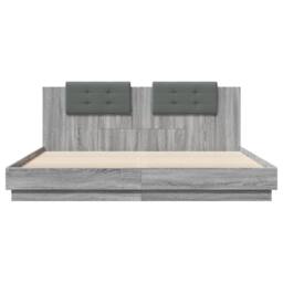 Berkfield Home Bed Frame with LED without Mattress Grey Sonoma 160x200 cm - thumbnail 6