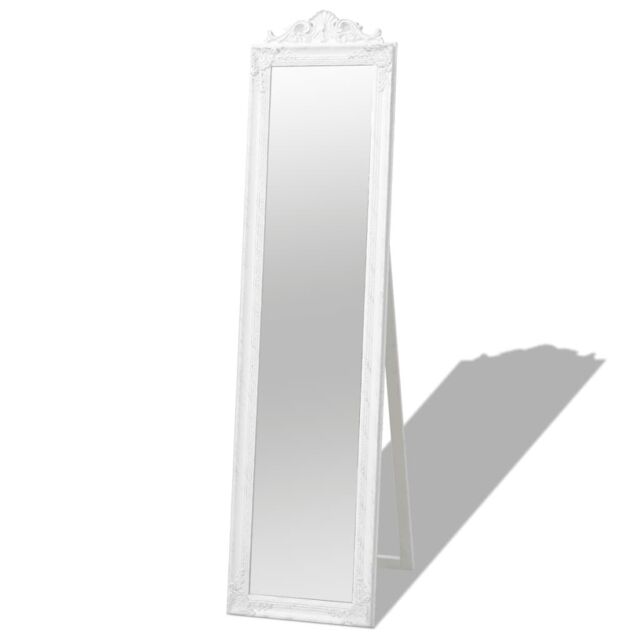 Berkfield Home Free-Standing Mirror Baroque Style 160x40 cm White - image 1