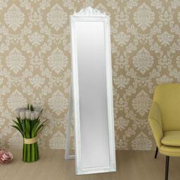 Berkfield Home Free-Standing Mirror Baroque Style 160x40 cm White - thumbnail 6
