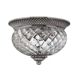 Netlighting Plantation 2 Light Small Semi Flush Ceiling Light Polished Antique Nickel E27 in Grey - thumbnail 1