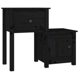 Berkfield Home Bedside Cabinet Black 79.5x38x65.5 cm Solid Wood Pine - thumbnail 2